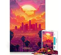 Coucher de Soleil à Los Angeles Puzzle de 1000 pièces pour Adultes Jeu de réflexion Intelligent et Silencieux Découpe précise Cadeau Original 50x75cm