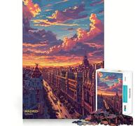 Coucher de Soleil à Madrid, Espagne Puzzle de 1000 pièces pour Adultes pour stimuler Le Cerveau, se détendre et créer Une œuvre d'art mémorable 38x26cm