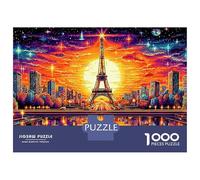 Coucher de Soleil à Paris Puzzle de 1000 Pièces Tour de Paris Puzzles pour Adultes et Enfants à Partir de 12 Ans Défiants et Stimulants Jeu de Puzzle pour Toute la Famille pour 52x38cm/1000pcs