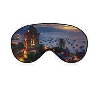 Coucher de soleil à Puerto Vallarta, Mexique, Notre-Dame de Guadalupe (2) Masque de sommeil pour les yeux, cache-yeux bloquant la lumière, bandeau avec sangle réglable pour femmes et hommes