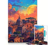 Coucher de Soleil à Rome, Italie Puzzle de 1000 pièces pour Adultes, pour stimuler la mémoire et Partager Un Moment de Joie en Famille Motif à Assembler Vœux du Père Noël 50x75cm