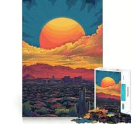 Coucher de Soleil à Tucson, Arizona Puzzle pour Adultes 1000 pièces Stimule la mémoire Soulage Le Stress Bords Lisses 38x52cm