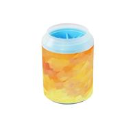 Coucher de soleil abstrait jaune rouge portable pour animal domestique avec brosse en silicone souple fournitures de toilettage pour chats chiens