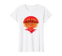 Coucher de Soleil au lac - Réflexion du crépuscule T-Shirt Graphique avec Valeur, Femme, Blanc, XL