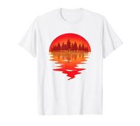 Coucher de Soleil au lac - Réflexion du crépuscule T-Shirt Graphique avec Valeur, Homme, Blanc, XL