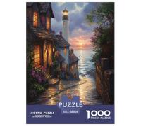 Coucher de Soleil au Port Puzzle 1000 Pieces Cadeau Unique Jeu Éduchatif Challenge Toy À De Qualité Supérieure Peinture Art pour Adultes Et Enfants À Partir De 14 Ans 38x26cm/1000pcs