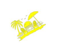 Coucher de Soleil avec Palmiers et Camping sur la Plage avec Autocollants for Voiture(Yellow,60X40CM)