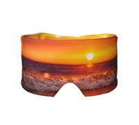 Coucher de soleil avec vagues de la mer imprimées,Masque pour les yeux bloquant la lumière Cache-yeux et cache-oreilles pour le sommeil
