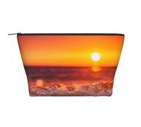Coucher de Soleil avec Vagues de mer imprimé, Trousse de Toilette Trousse de Maquillage Sac à cosmétiques Trousse de Toilette de Voyage Portable