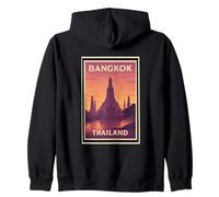 Coucher de soleil Bangkok Thaïlande lever du soleil crépuscule aube voyage art graphique Sweat à Capuche