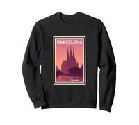 Coucher de soleil Barcelone Espagne lever du soleil crépuscule aube voyage art graphique Sweatshirt