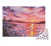 Coucher de Soleil by The Lake Puzzle 1000 Pièces Adultes intéressant Puzzles 1000 Pièces Jeu De Team Building Cadeau 52x38cm/1000pcs