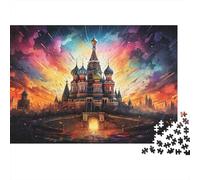 Coucher de Soleil Château Fantastique Puzzle 1000 pièces pour Adultes Coucher de Soleil Flamboyant Château Style Russe Premium Épais Robuste Haute Qualité Relaxation Antistress 38x26cm/1000pcs