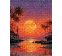 Coucher De Soleil Coco Tree Puzzle 5000 Pieces, Puzzle Adulte 5000, Impossible Classique Jigsaw, Familial Puzzles Jeu de, Jigsaws en Bois, pour Jeu Éducatif Défi, Décoration Murale Cadeau FNKL5-670