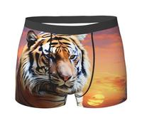 Coucher De Soleil Coloré avec Un Tigre Boxers Homme Extensible Boxer Briefs Ajustés Caleçons pour Quotidien Sports Hommes M