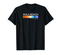 Coucher de Soleil Couleur d'Avila Beach California Retro Style Stripes T-Shirt Graphique avec Valeur