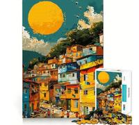 Coucher de Soleil dans Les favelas brésiliennes Puzzle de 1000 pièces pour Adolescents Jeu Intelligent pour Partager Un Moment de complicité Assemblage d'images Œuvre d'art 38x52cm