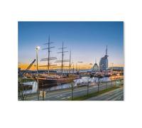 Coucher de Soleil derrière Les Havenswelten de Bremerhaven,Jigsaw Puzzle 1000 Pièces en Bois Puzzle-Bricolage Enfants Décompression Jouet Éducatif Brithday Cadeaux Puzzles(75x50cm)-AA79