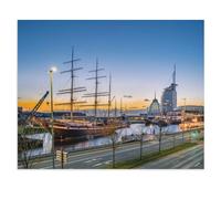 Coucher de Soleil derrière Les Havenwelten de Brêmehaven，DIY Jouets Enfants Cadeaux Accueil Décors Jouets Jeux Amusants Grand Cadeau Éducatif pour Enfants Impossible Puzzle（50x70cm）-Y82