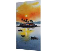 Coucher de soleil Diamond Painting Adulte, 5D Diamond Painting Mer Peinture Diamant Adulte Bricolage Cristal Strass Point de Croix Broderie Diamant Kit Complet Pour Décoration Murale 70x140cm z4-z30