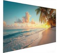 Coucher de soleil Diamond Painting, Les cocotiers Diamond Painting Adulte Enfant, Activité Manuelle Adulte Débutant, Loisir Creatif, Point De Croix Cristal, Murale Maison Décoration 55x110cm W-501