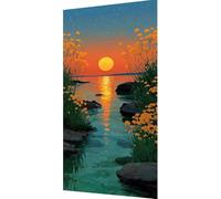 Coucher de soleil Diamond Painting Paysage Diamond Painting Adulte, Peinture Diamant Enfant DIY 5D Cristal Strass Point de Croix Broderie Diamant Kit Complet, Tableau Decoration Murale 30x60cm z2-8p