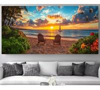 Coucher de Soleil Diamond Painting Voilier Diamond Painting Enfant Broderie Kit Complet,5D Peinture Diamant Point de Croix Cristal Artisanat, Tableau Strass Diamant Canevas Débutant 50x100cm M-Y708