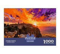 Coucher de Soleil doré sur Les monastères de Meteora en Grèce Puzzle en Bois Imperméable DIY Puzzles De 1000 Pièces pour Adultes Cadeaux Amusant Jeux Éducatifs