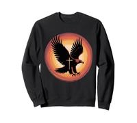 Coucher de soleil en forme d'aigle avec croix : art de la foi chrétienne Sweatshirt