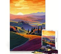 Coucher de Soleil en Toscane, Italie Puzzle de 1000 pièces pour Adultes, 38x52cm, idéal pour se remémorer Le passé, se détendre et s'amuser Un Cadeau de Noël Amusant et Solide