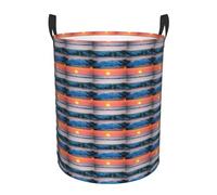 Coucher de soleil et lever du soleil avec impression de vagues de la mer et de l'océan, panier à linge confortable avec poignées, parfait pour les festivals, solution de rangement multi-pièces