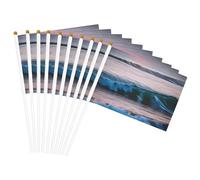 Coucher de soleil et lever du soleil avec impression vagues de mer sur mât de drapeau portable pour décoration d'événements polyvalents