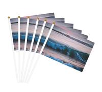 Coucher de soleil et lever du soleil avec impression vagues de mer sur mât de drapeau portable pour décoration d'événements polyvalents