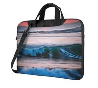 Coucher de soleil et lever du soleil avec imprimé vagues de mer mer sac polyvalent pour ordinateur portable élégant étui pour ordinateur portable avec bandoulière messager options porte-documents