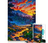 Coucher de Soleil et Nature Puzzle 1000 pièces pour Adultes Cadeau pour renforcer Les Liens, se Souvenir, Passer Un Moment Serein Qualité supérieure Idéal pour Les vœux du Père Noël 38x26cm