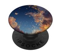 Coucher de Soleil étoilé sur Un lac Tranquille, Nuages célestes de rêve PopSockets PopGrip Adhésif