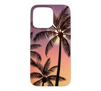 Coucher de Soleil Exotique Palmier - île Tropicale scène Nocturne Plage Coque pour iPhone 15 Pro Max