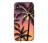 Coucher de Soleil Exotique Palmier - île Tropicale scène Nocturne Plage Coque pour iPhone X/XS