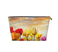Coucher De Soleil Fleur De Tulipe, Trousse de Toilette Trousse de Maquillage Sac à cosmétiques Trousse de Toilette de Voyage Portable