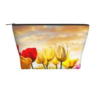 Coucher De Soleil Fleur De Tulipe, Trousse de Toilette Trousse de Maquillage Sac à cosmétiques Trousse de Toilette de Voyage Portable