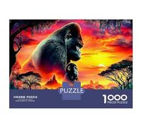Coucher de Soleil Gorilla Puzzle 1000 Pièces Educa Jouet Divertissement Créatif Décoration Intérieure Animaux Jeu Éducatif Challenge Toy Adultes & Enfants des 14 Ans 52x38cm/1000pcs