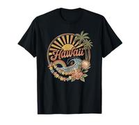 Coucher de Soleil hawaïen Rayons de Soleil Lei Fleurs Hawaï Plage Surf T-Shirt