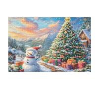 Coucher de Soleil Hivernal enneigé 1000 Pieces Casse-tête Collectionneur en Carton sans Déformation Très Difficile Motif Complexe Décoration Murale Cadeau Noël Premium 1000 PCS