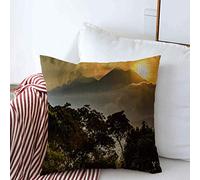 Coucher De Soleil Jaune sur Le Volcan Fuego, Acatenango, Parcs Naturels du Guatemala Housses De Coussins Decorative Housse De Coussin Lavable Taie d'oreiller pour Maison Salon Canape 45X45Cm