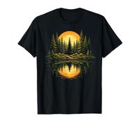 Coucher de Soleil Lac Forêt Nature Extérieur Faune Vintage Arbres T-Shirt