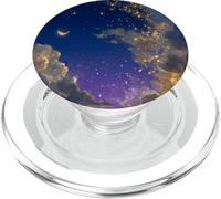 Coucher de Soleil Magique Stardust, Ciel Bleu enchanté, crépuscule et Croissant PopSockets PopGrip pour MagSafe