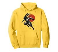 Coucher de soleil Nature Lover Silhouette Guerrier Japonais Lapin Sweat à Capuche