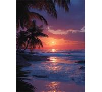 Coucher de Soleil Océan Arbres Puzzle de 500 Pièces pour Adultes, 52x38cm Puzzles Classiques 500 pièces Adultes, Puzzle Stimulant Parfait pour Les Soirées de Jeu