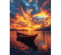 Coucher de soleil Peinture Diamant Adulte, DIY Diamond Painting Complet, 5D Lac Diamond Painting Artisanat Strass Point de Croix Loisirs Créatifs Adultes, Décoration Murale Maison 30x40 cm W-5129