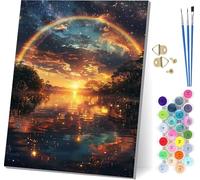 Coucher De Soleil Peinture Numero Adulte, Peinture par Numero Adulte Paysage, DIY Loisirs Créatifs Adultes, Paint by Numbers Kits avec Pinceaux et Peinture Acrylique, Décoration Maison 50x65cm 4-5302
